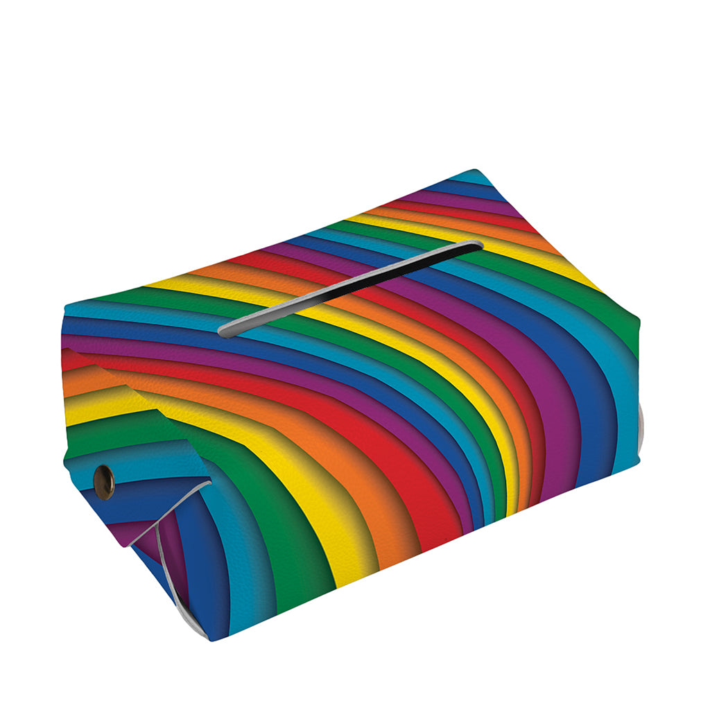 Curved Rainbow Pattern Print Rectangle Tissue Box Cover