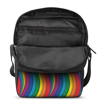 Curved Rainbow Pattern Print Rectangular Crossbody Bag