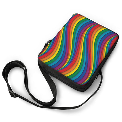 Curved Rainbow Pattern Print Rectangular Crossbody Bag
