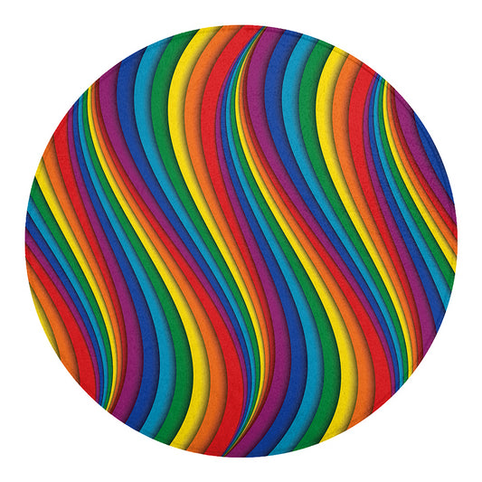 Curved Rainbow Pattern Print Round Blanket
