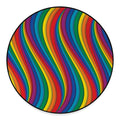 Curved Rainbow Pattern Print Round Floor Mat