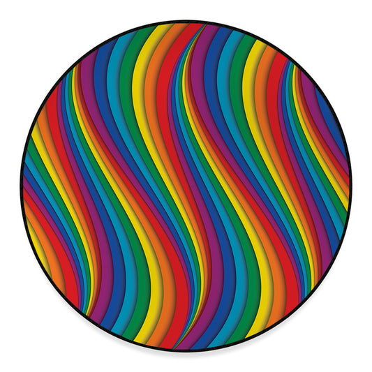 Curved Rainbow Pattern Print Round Floor Mat