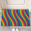 Curved Rainbow Pattern Print Rubber Doormat