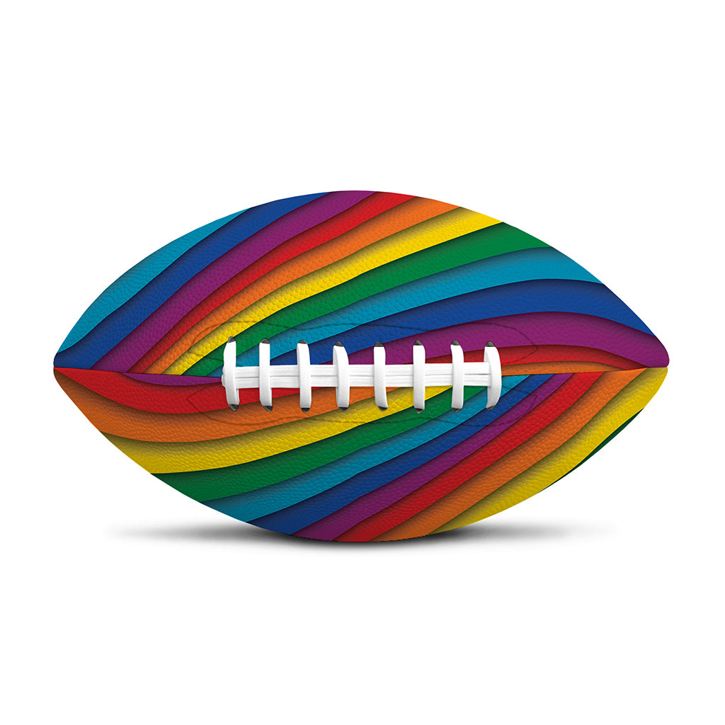 Curved Rainbow Pattern Print Rugby Ball