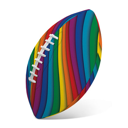 Curved Rainbow Pattern Print Rugby Ball