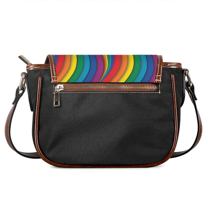 Curved Rainbow Pattern Print Saddle Bag