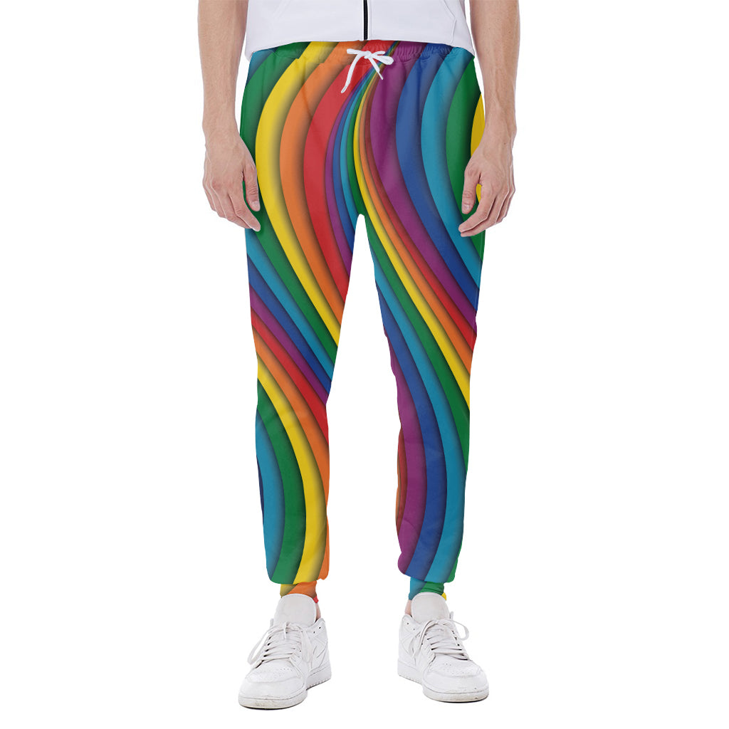 Curved Rainbow Pattern Print Scuba Joggers
