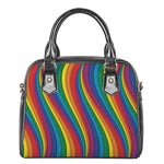 Curved Rainbow Pattern Print Shoulder Handbag