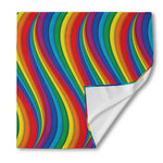 Curved Rainbow Pattern Print Silk Bandana