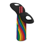 Curved Rainbow Pattern Print Single Neoprene Wine Tote