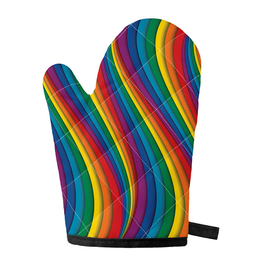 Curved Rainbow Pattern Print Single Oven Mitt