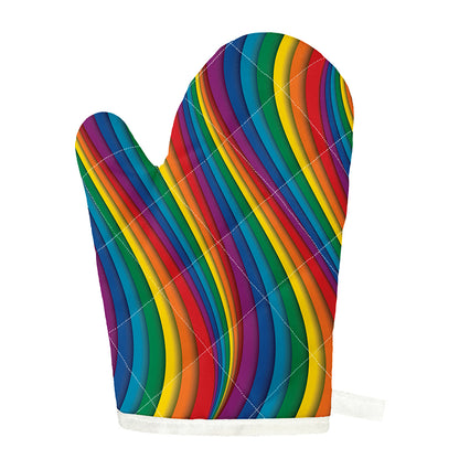Curved Rainbow Pattern Print Single Oven Mitt