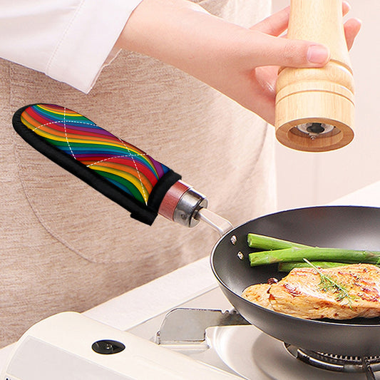 Curved Rainbow Pattern Print Skillet Handle Cover