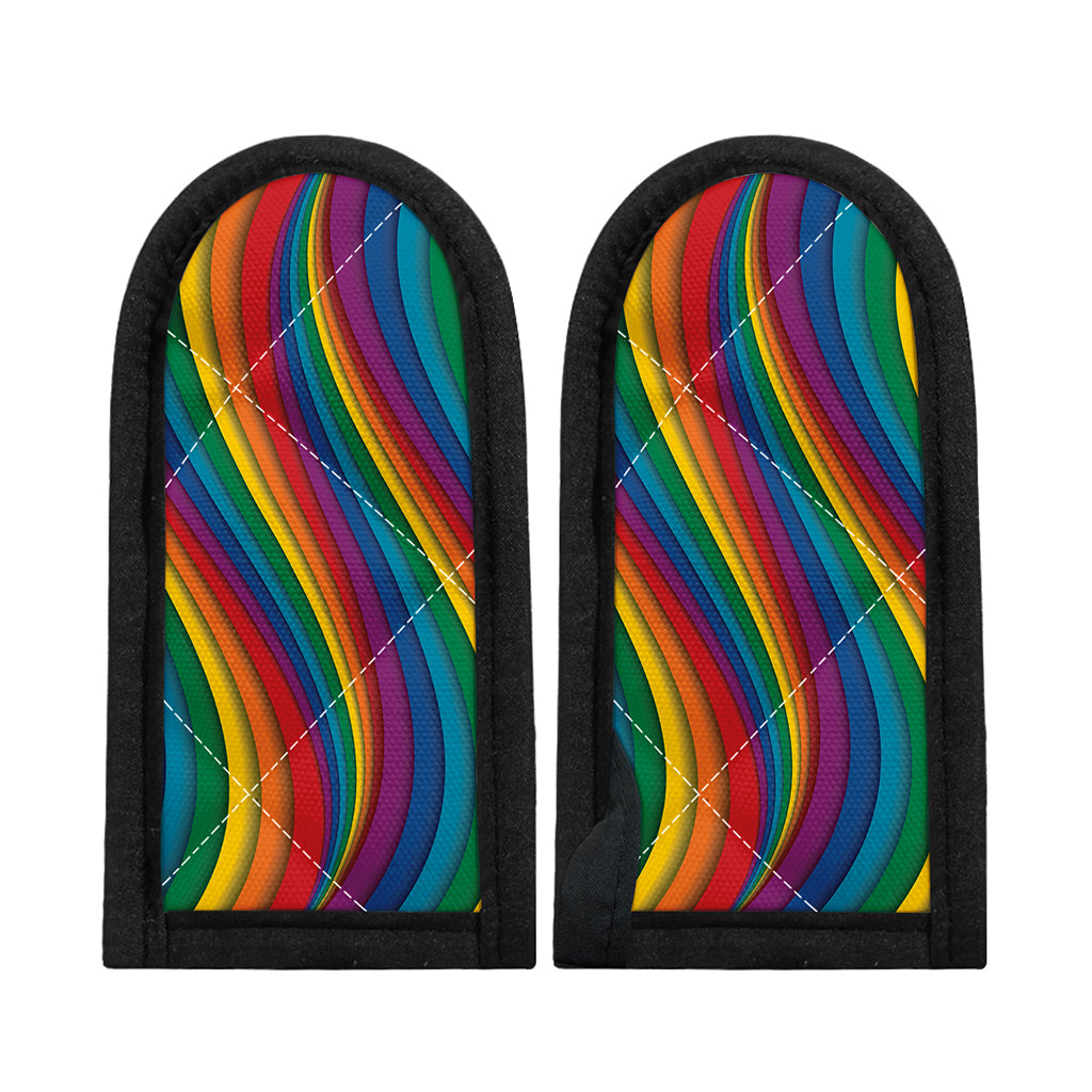 Curved Rainbow Pattern Print Skillet Handle Cover