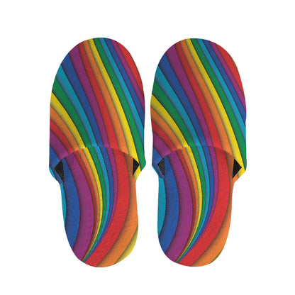 Curved Rainbow Pattern Print Slippers
