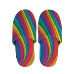 Curved Rainbow Pattern Print Slippers