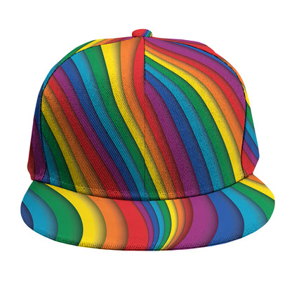 Curved Rainbow Pattern Print Snapback Cap