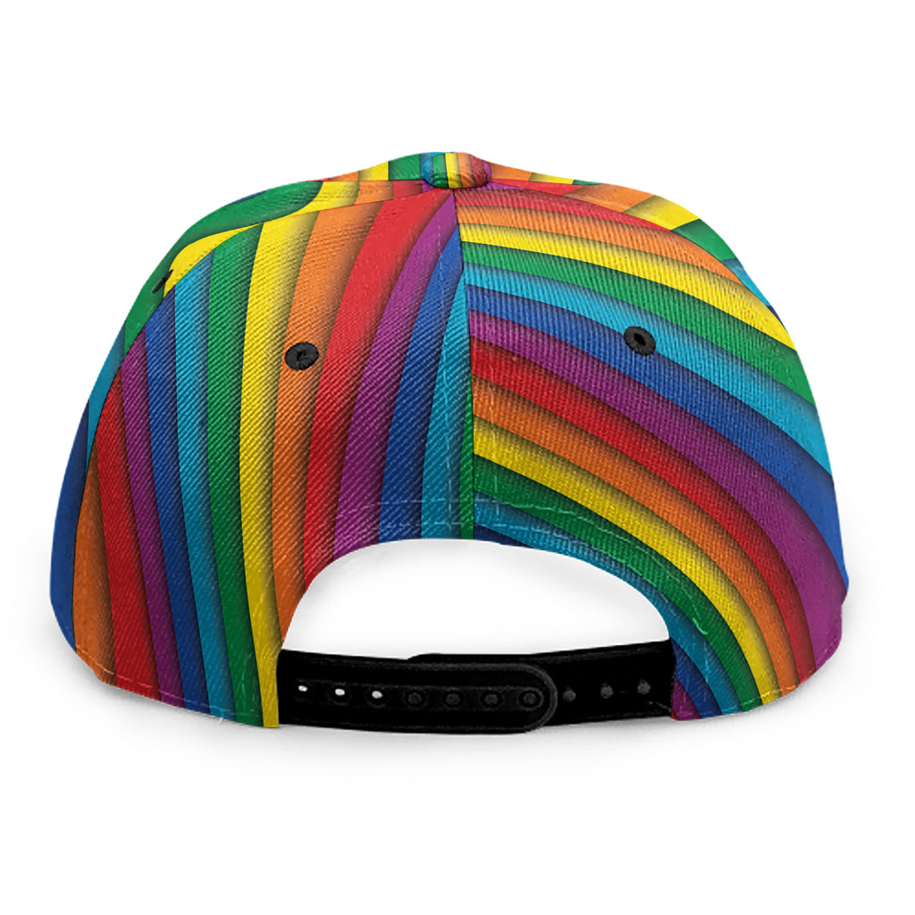 Curved Rainbow Pattern Print Snapback Cap