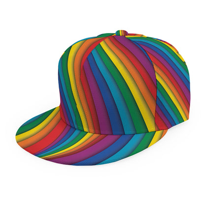 Curved Rainbow Pattern Print Snapback Cap