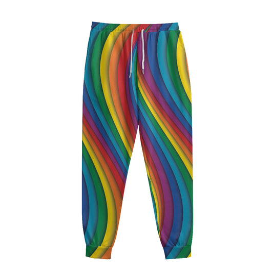Curved Rainbow Pattern Print Sweatpants