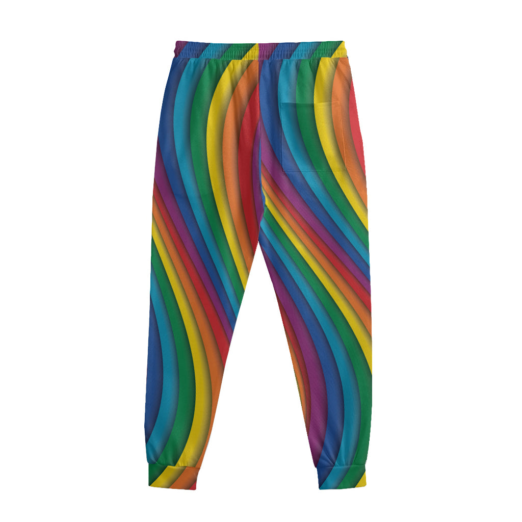 Curved Rainbow Pattern Print Sweatpants
