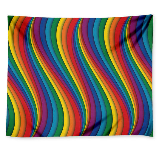 Curved Rainbow Pattern Print Tapestry