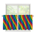 Curved Rainbow Pattern Print Tier Curtains