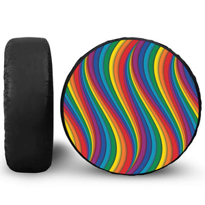 Curved Rainbow Pattern Print Tire Cover