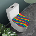 Curved Rainbow Pattern Print Toilet Lid Cover