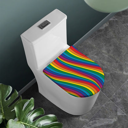 Curved Rainbow Pattern Print Toilet Lid Cover
