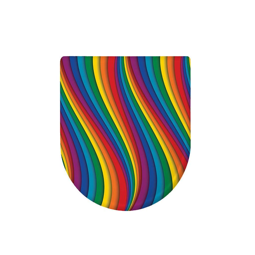 Curved Rainbow Pattern Print Toilet Lid Cover
