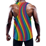 Curved Rainbow Pattern Print Training Tank Top
