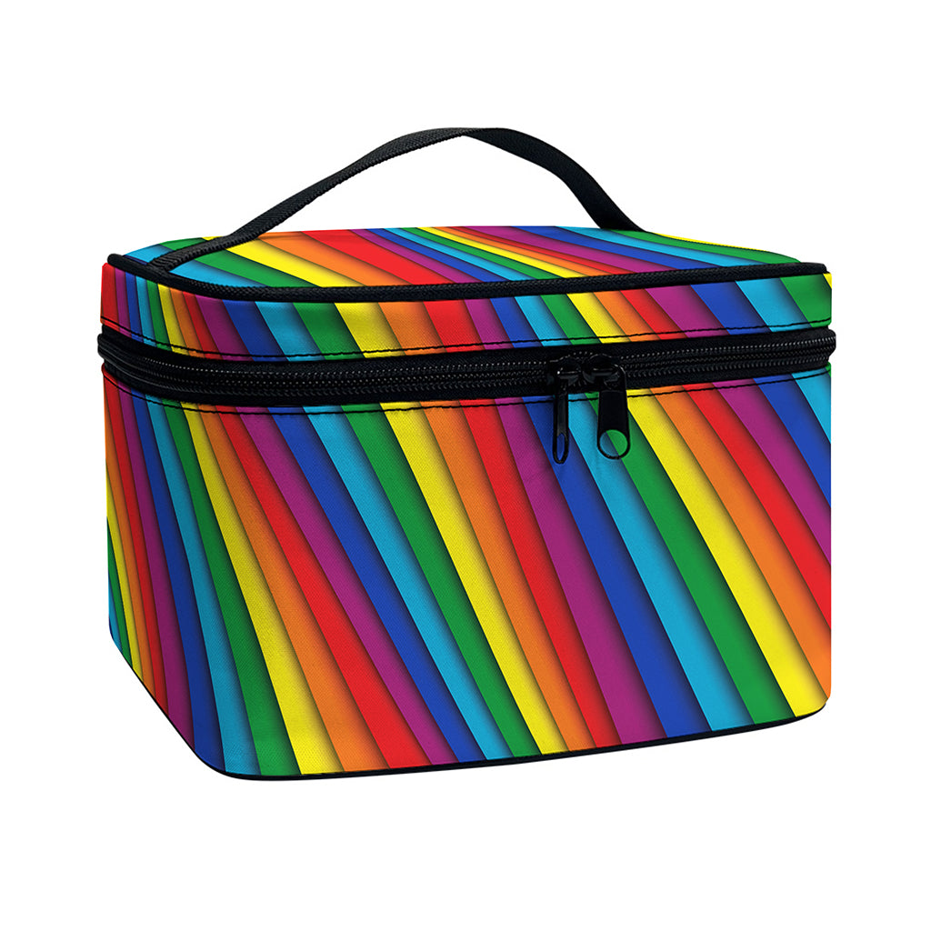 Curved Rainbow Pattern Print Travel Makeup Bag