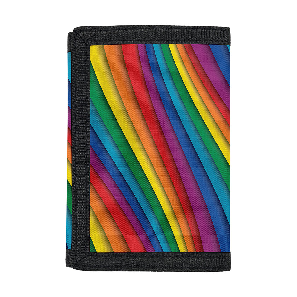 Curved Rainbow Pattern Print Trifold Wallet