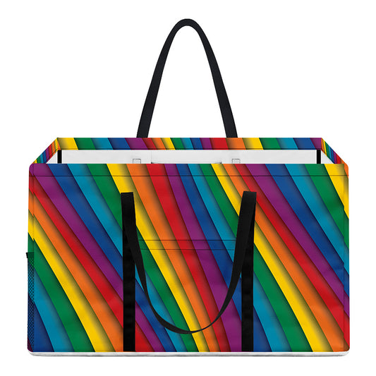 Curved Rainbow Pattern Print Utility Tote Bag