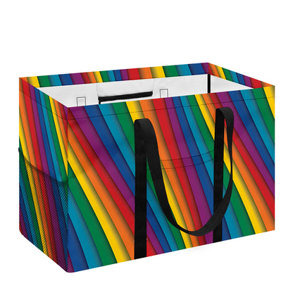 Curved Rainbow Pattern Print Utility Tote Bag