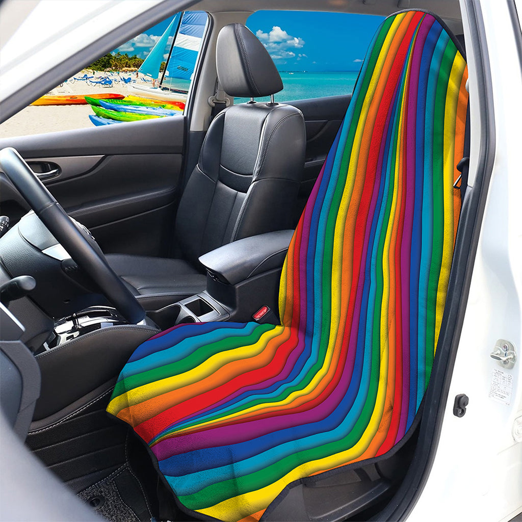Curved Rainbow Pattern Print Waterproof Car Seat Cover