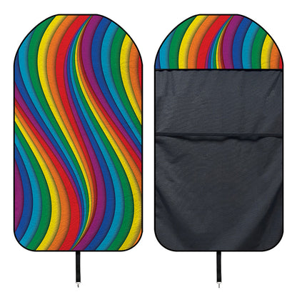 Curved Rainbow Pattern Print Waterproof Car Seat Cover