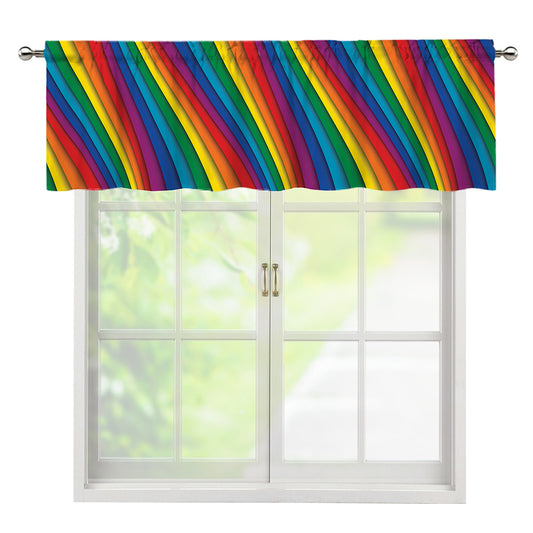 Curved Rainbow Pattern Print Window Valance
