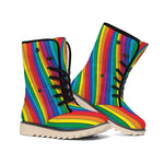 Curved Rainbow Pattern Print Winter Boots