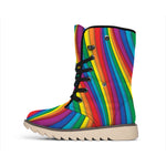 Curved Rainbow Pattern Print Winter Boots