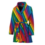 Curved Rainbow Pattern Print Women's Bathrobe