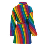 Curved Rainbow Pattern Print Women's Bathrobe