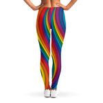 Curved Rainbow Pattern Print Women's Leggings
