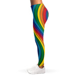 Curved Rainbow Pattern Print Women's Leggings