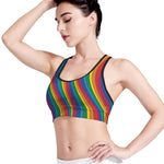Curved Rainbow Pattern Print Women's Sports Bra