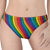 Curved Rainbow Pattern Print Women's Thong