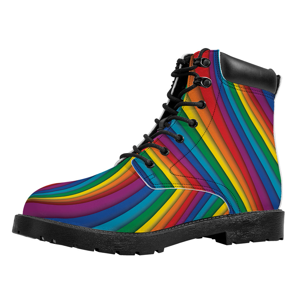 Curved Rainbow Pattern Print Work Boots