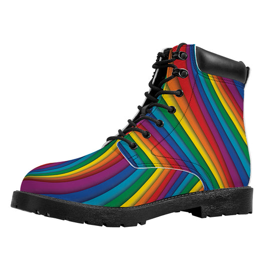 Curved Rainbow Pattern Print Work Boots