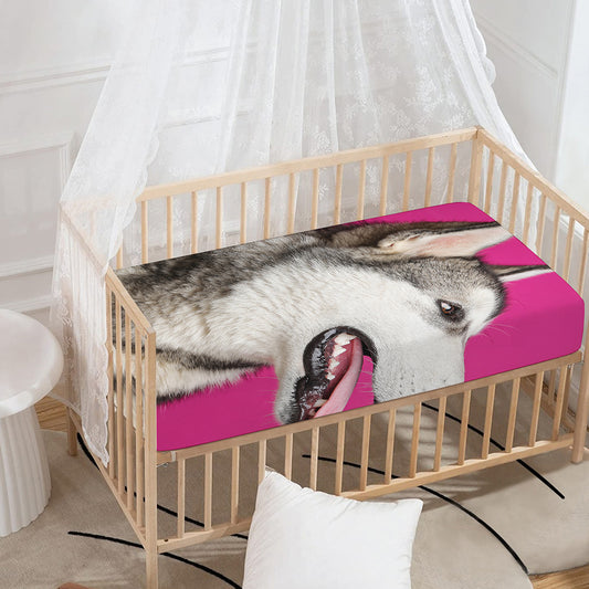 Cute Alaskan Malamute Print Baby Crib Sheet